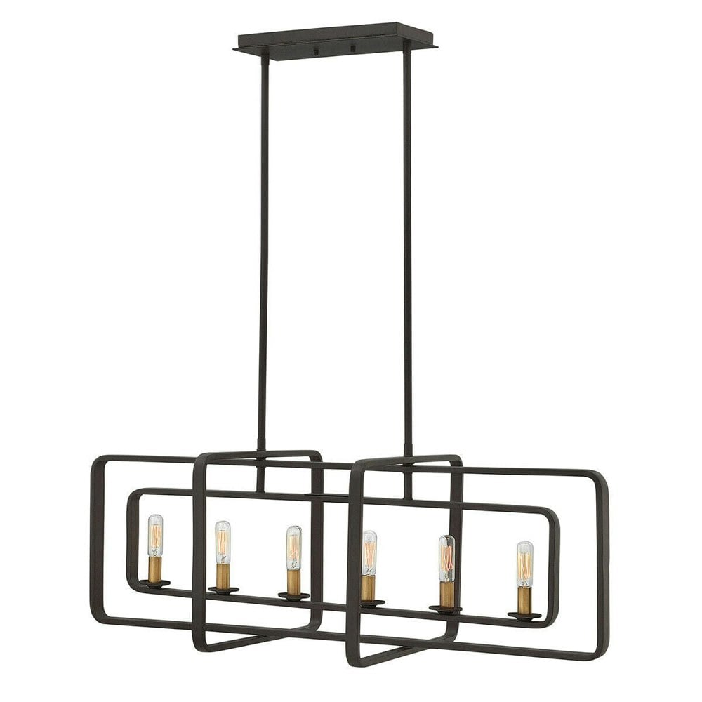 6 Bulb Chandelier Hanging Pendant LIght Buckeye Bronze LED E14 60W Bulb Loops