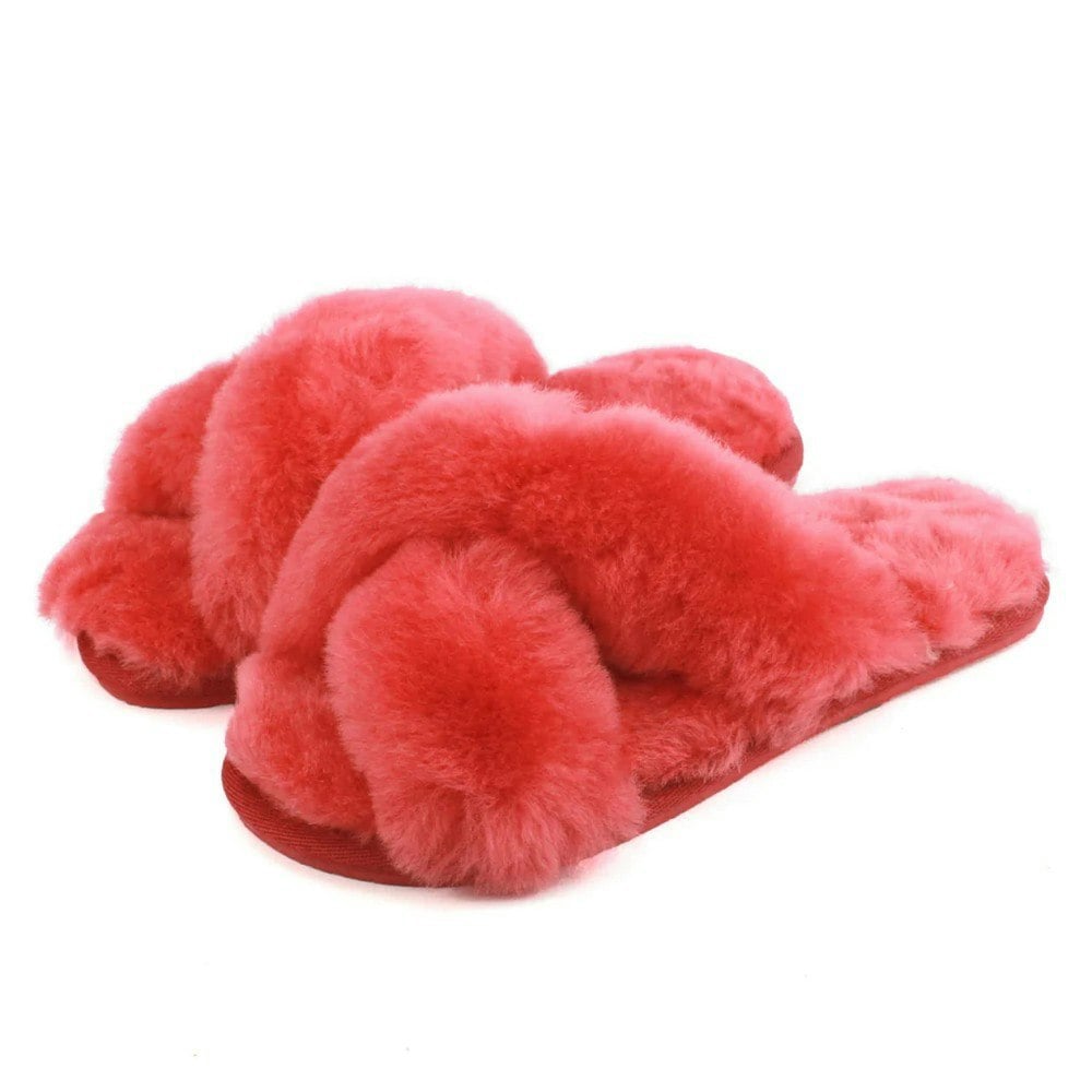 Eastern Counties Leather Womens/Ladies Delilah Sheepskin Slippers - Watermelon