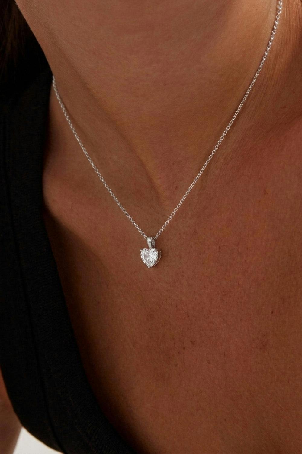 Serla Silver Diamond Heart Pendant Necklace