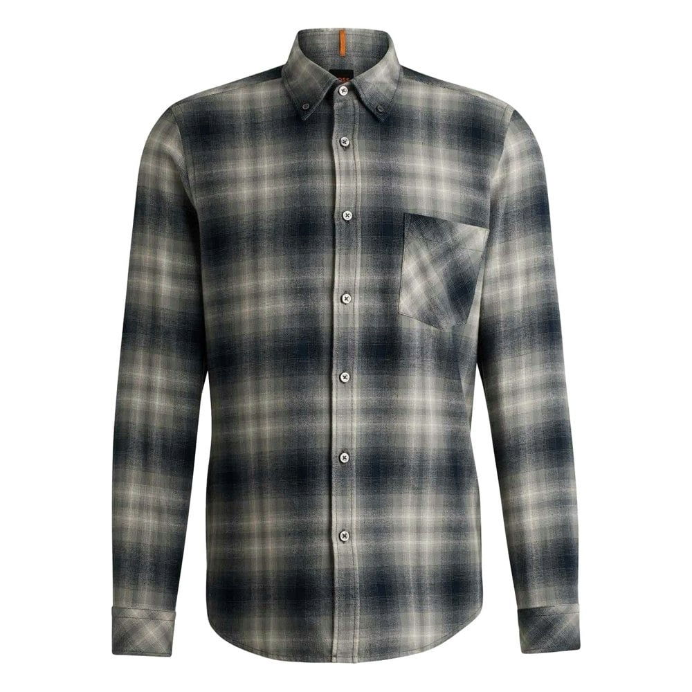 Boss Mens Rickert Cotton & Flannel Shirt - Grey