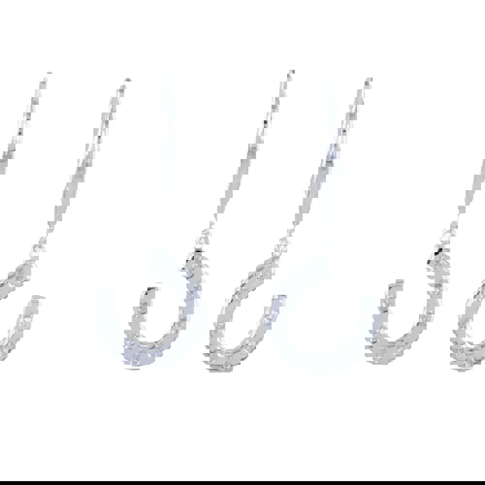 Sterling Silver Horseshoe and Pavé Earrings - Reeves & Reeves