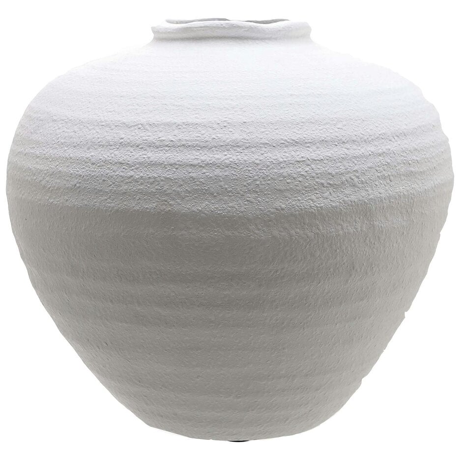 Hill Interiors Regola Ceramic Matte Vase - White - White - 100% Mixed