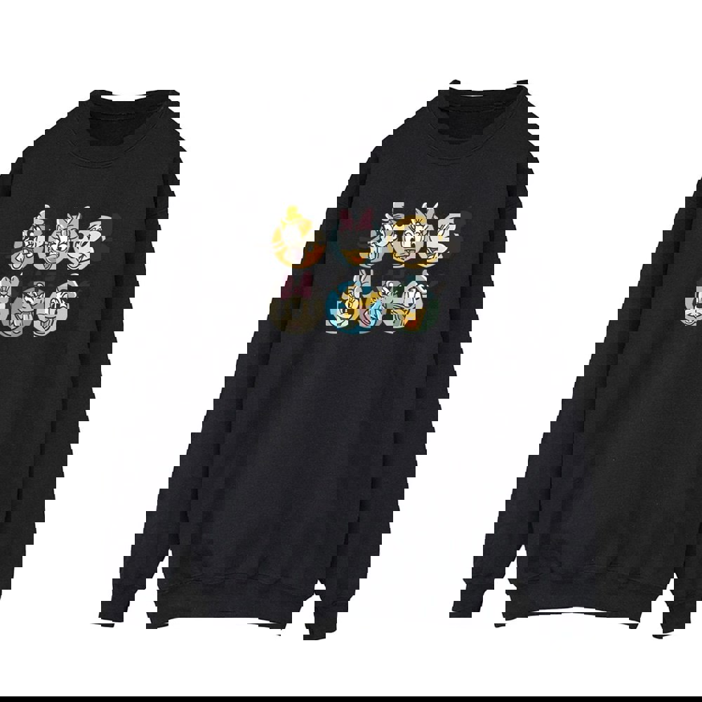 Disney Mens Mickey Mouse And Friends Faces Sweatshirt - Black