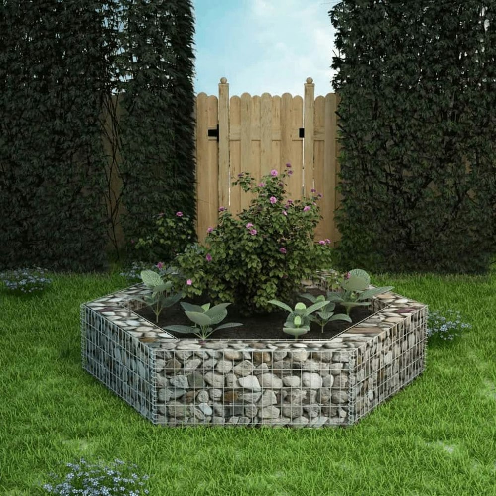 Berkfield Hexagonal Gabion Raised Bed 200x173x40 cm