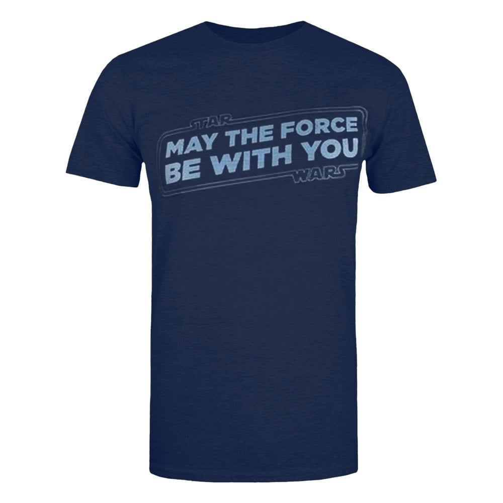 Star Wars Mens May The Force Be With You T-Shirt - Navy/Light Blue