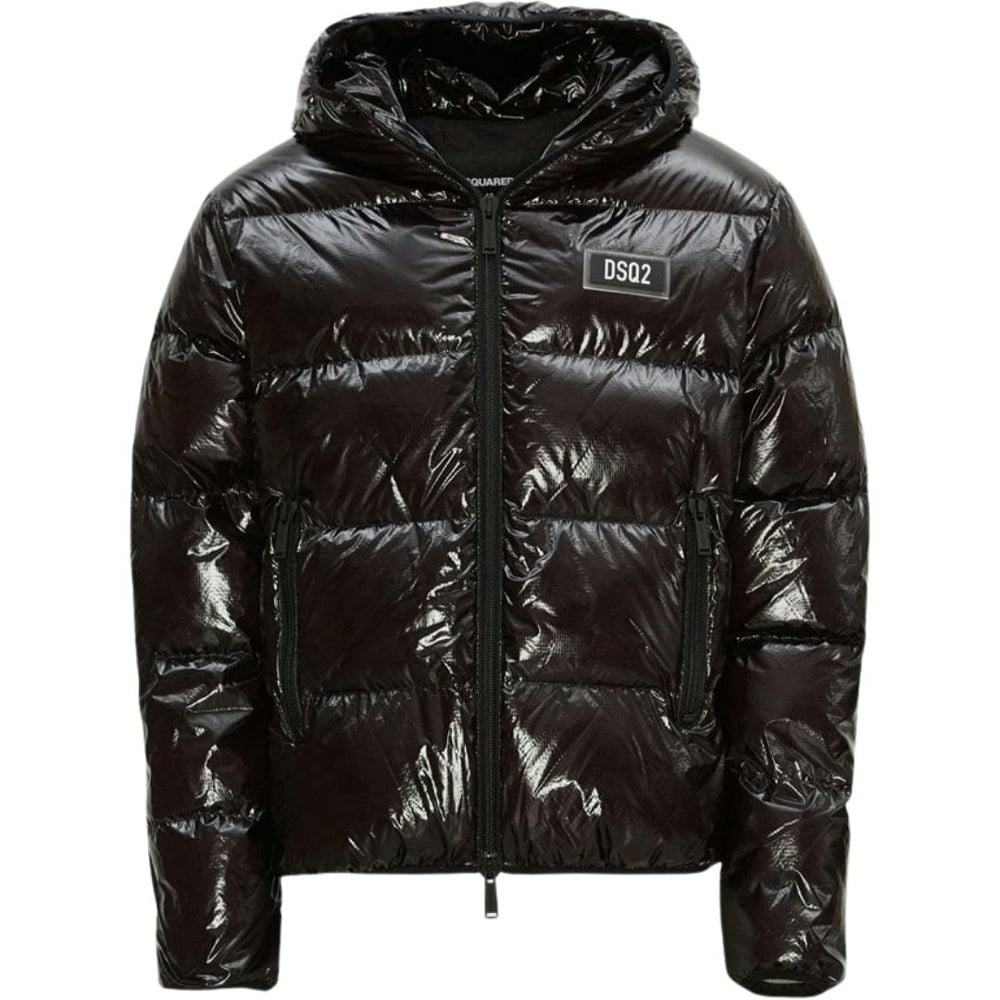 Dsquared2 Patch Logo Shiny Down Jacket - Black