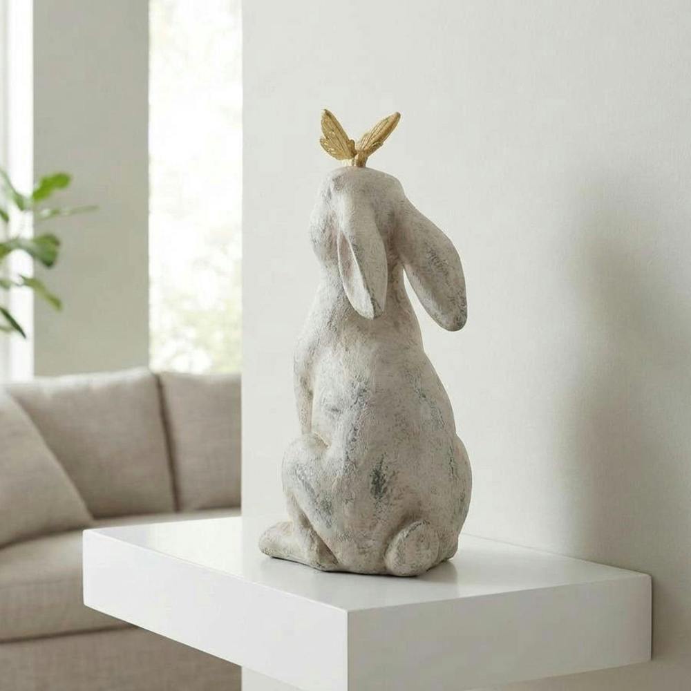 Garden Greatness Stone Rabbit With Butterfly Ornament