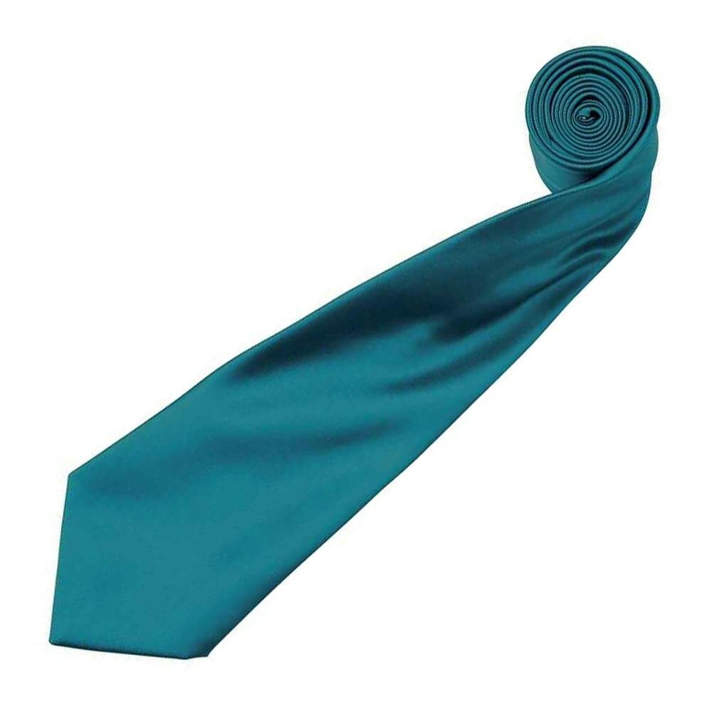 Premier Mens Plain Satin Tie (Narrow Blade) - Teal