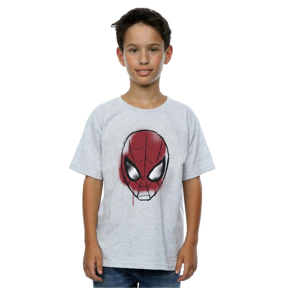 Marvel Boys Spider-Man Face Sketch T-Shirt - Heather Grey