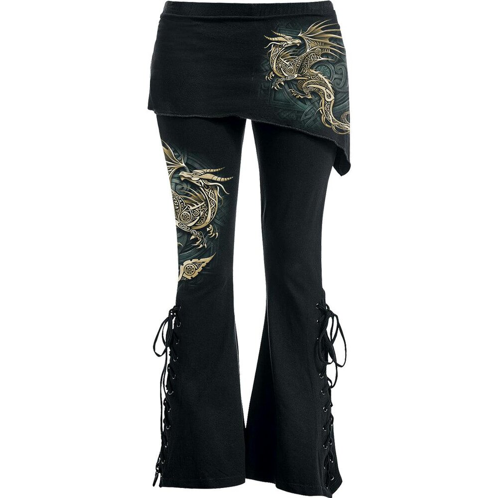 Spiral - CELTIC DRAGON - 2in1 Boot-Cut Leggings with Micro Slant Skirt