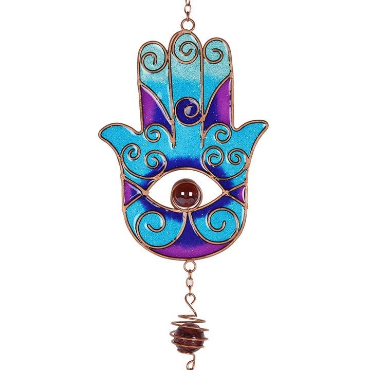 Serano Blue Hand of Hamsa Windchime