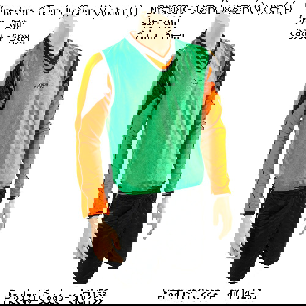 50 Inch Adult Lightweight Sports Training Bib - GREEN - Plain Football Vest