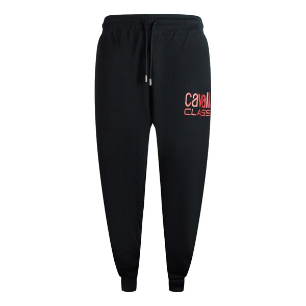 Cavalli Class Bold Red Logo Black Sweatpants M