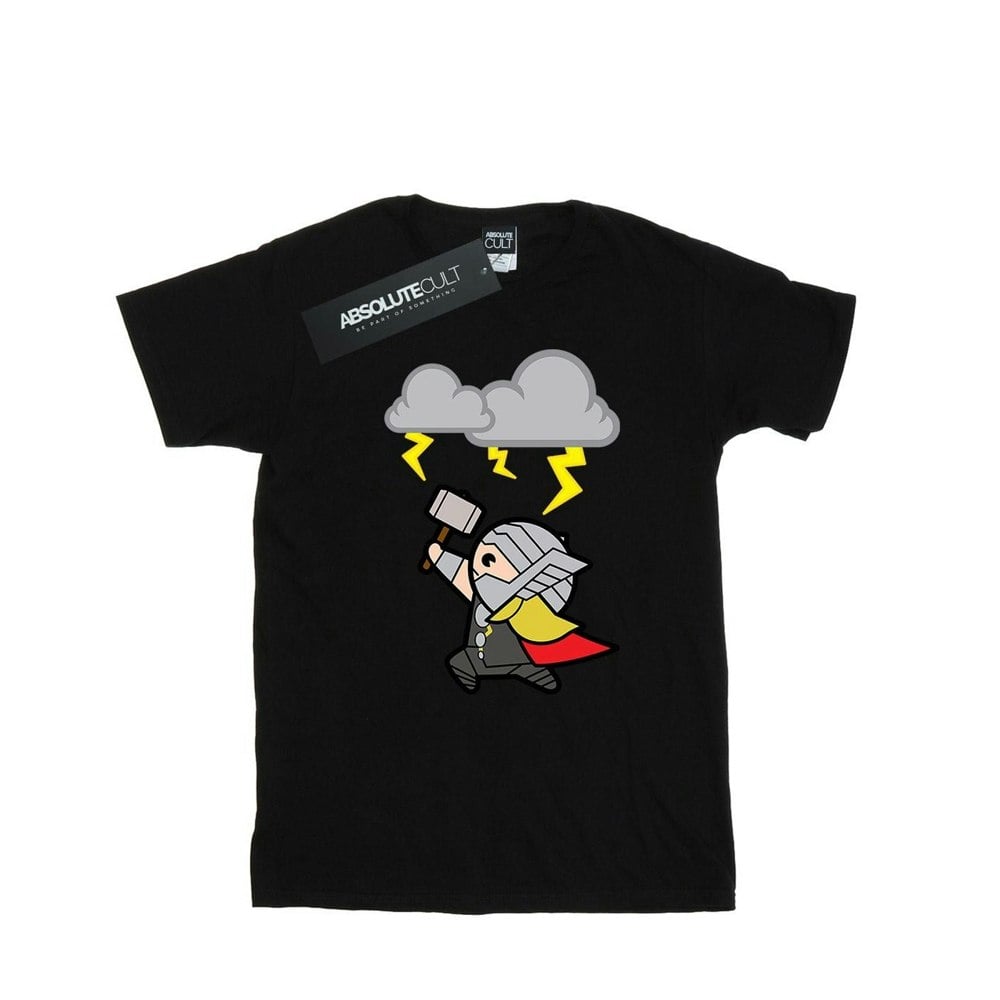 Marvel Womens/Ladies Kawaii Thor God Of Thunder Cotton Boyfriend T-Shirt - Black