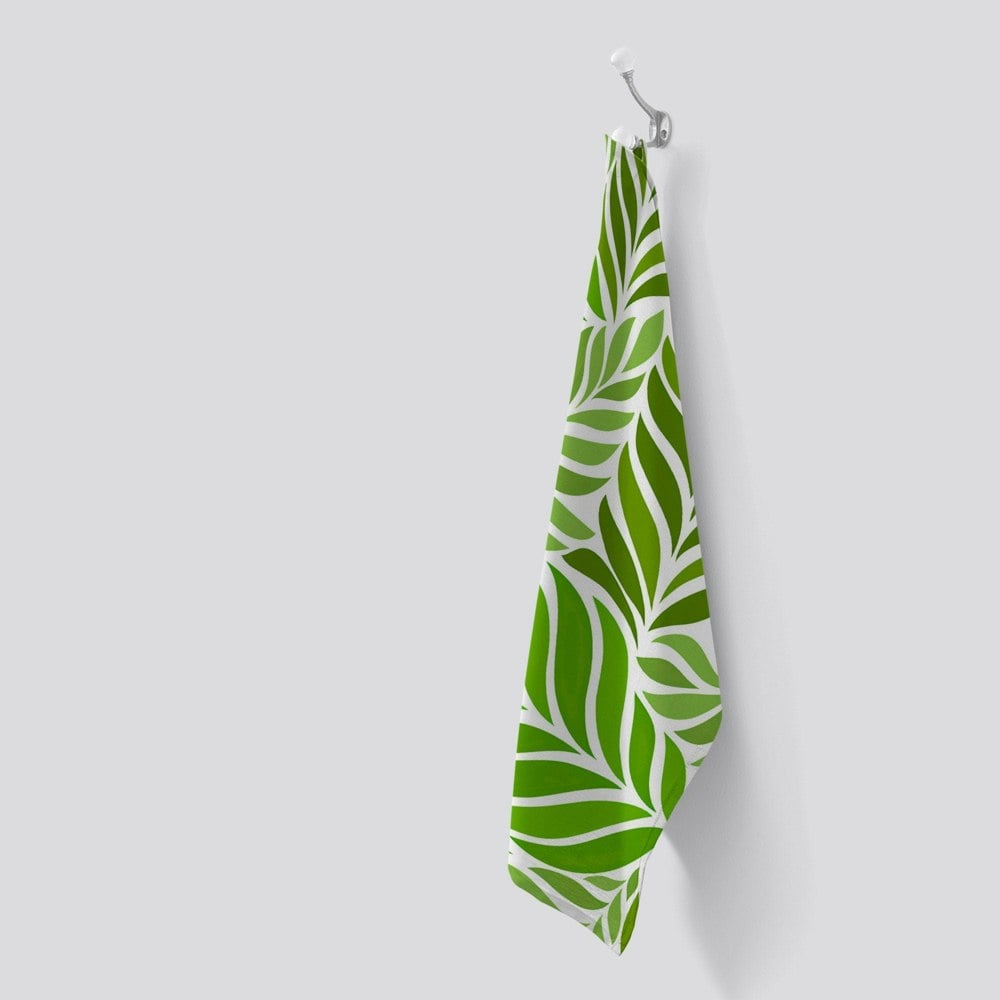 Warren Reed Green Leaf Pattern Tea Towel