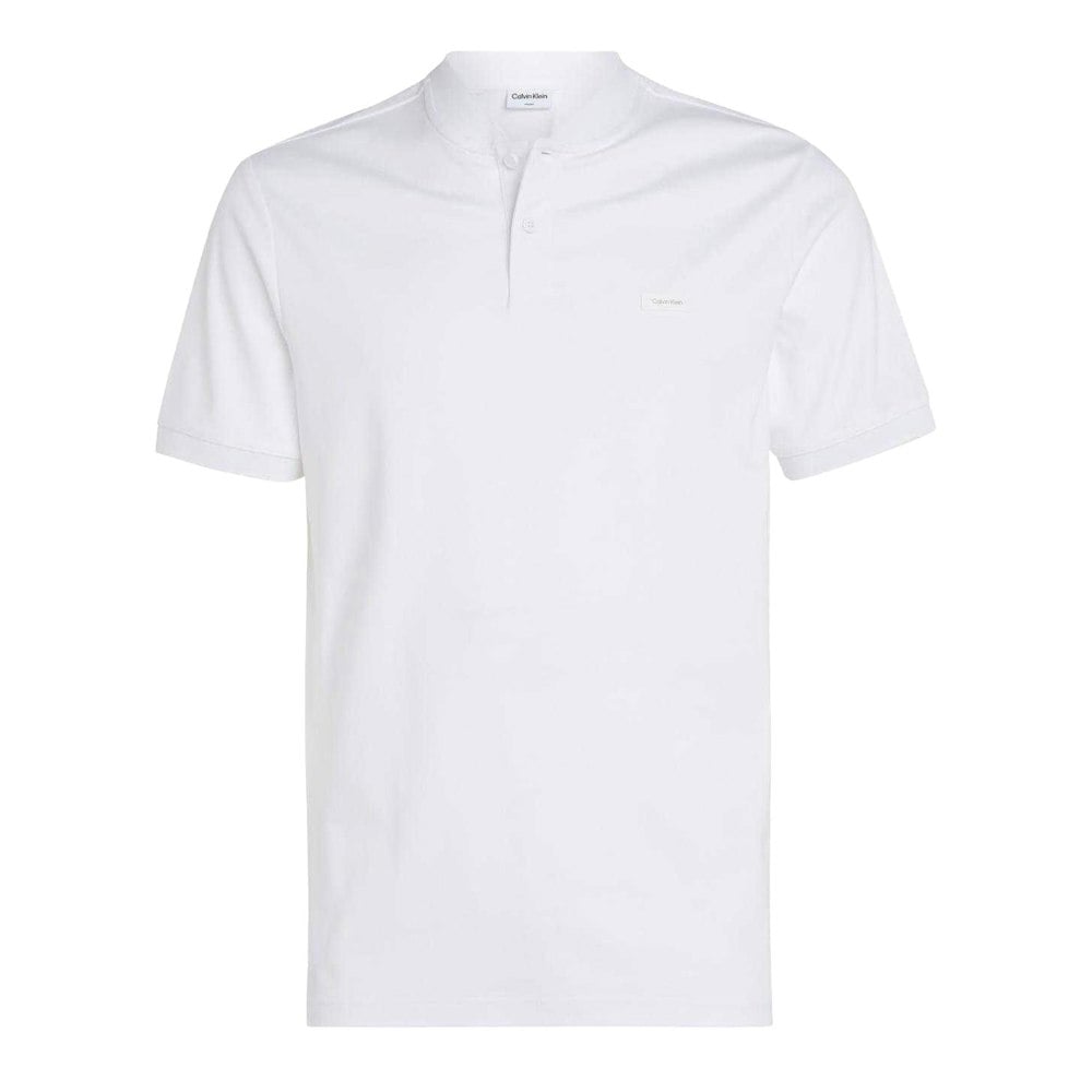 Calvin Klein Mens Cotton Standing Collar Polo Shirt - White