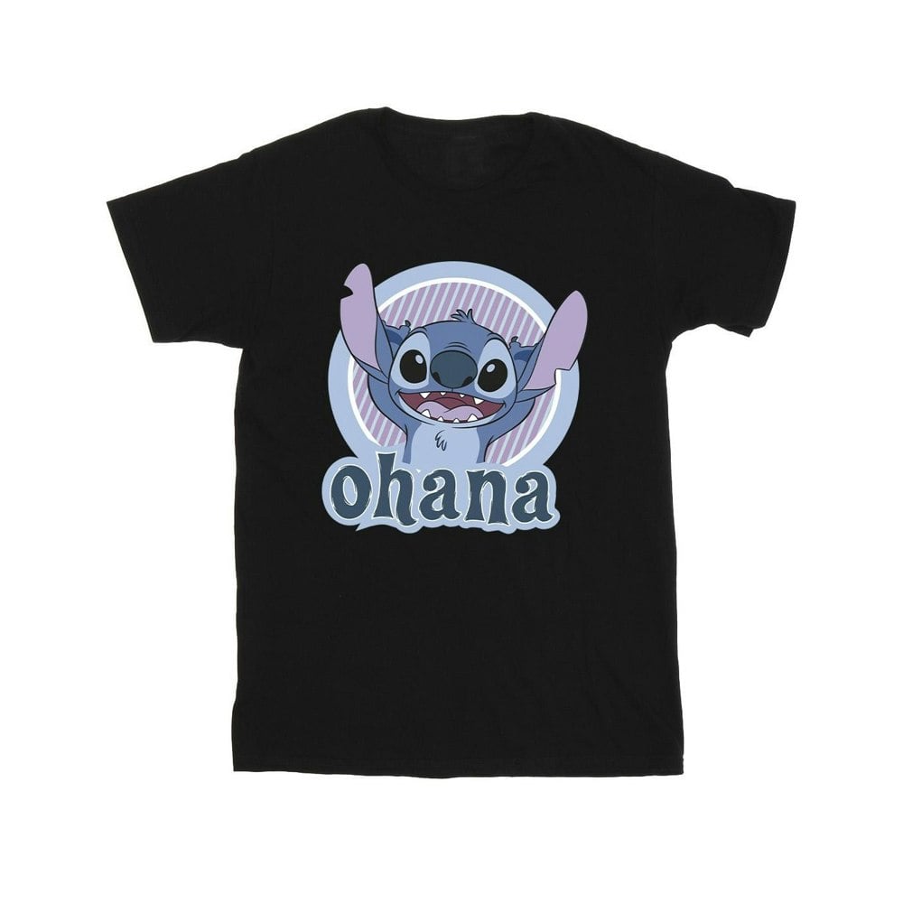 Disney Mens Lilo And Stitch Ohana Circle T-Shirt - Black