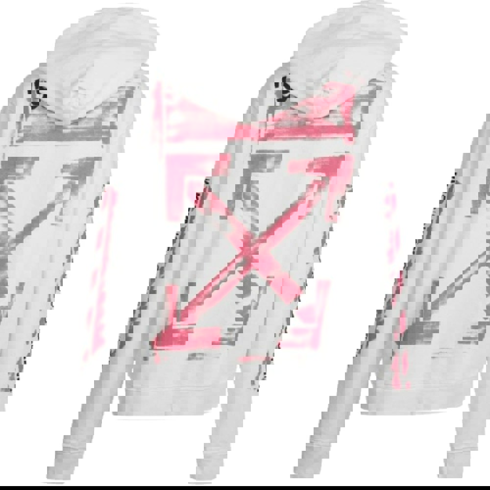 Off-White Stencil Spray Diagonal Design Slim Fit Hoodie - White