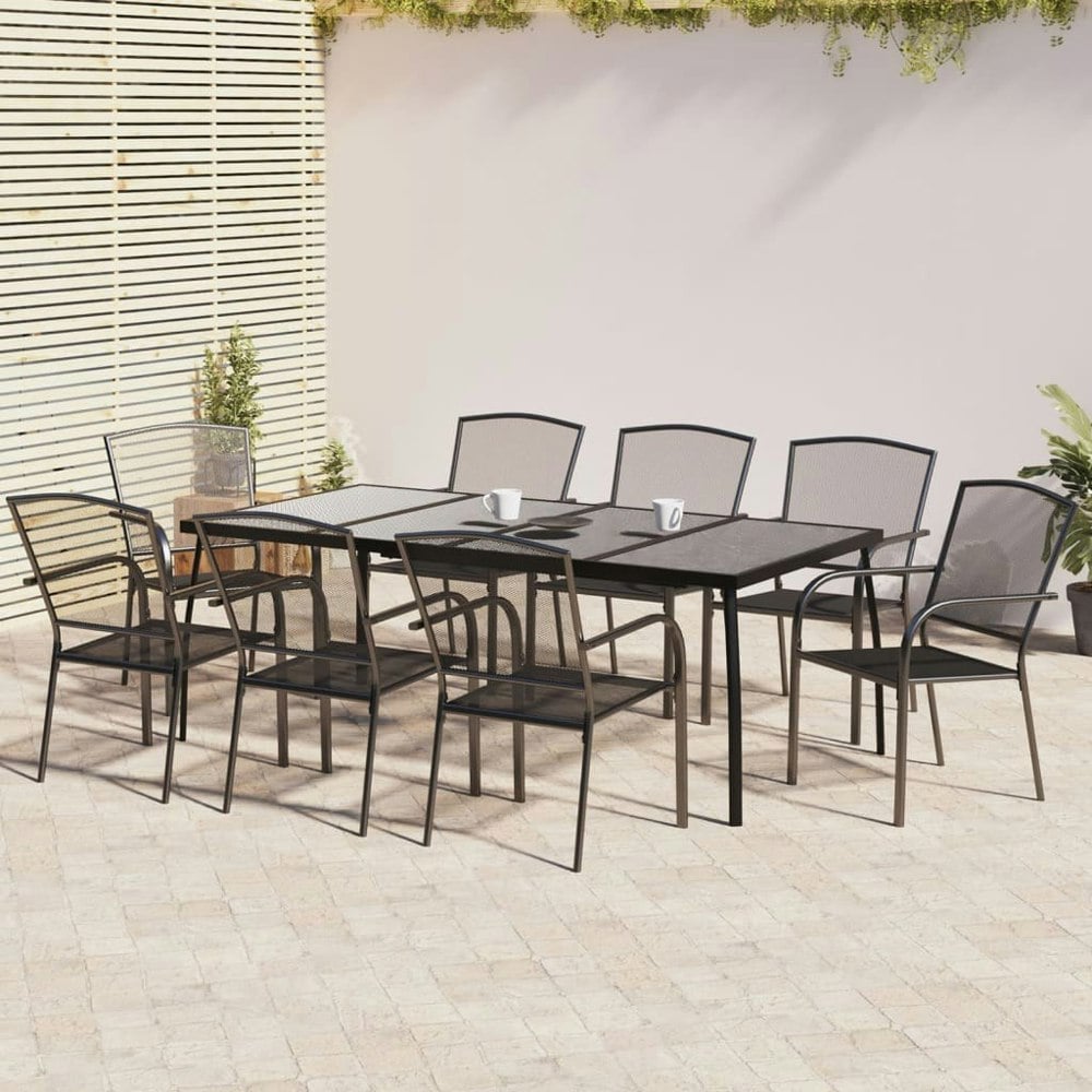 Berkfield 9 Piece Garden Dining Set Anthracite Steel