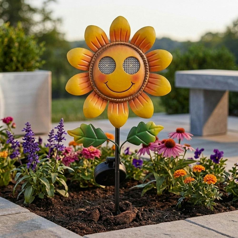 Garden Greatness Smilin' Sunflower Solar Garden Stake Light