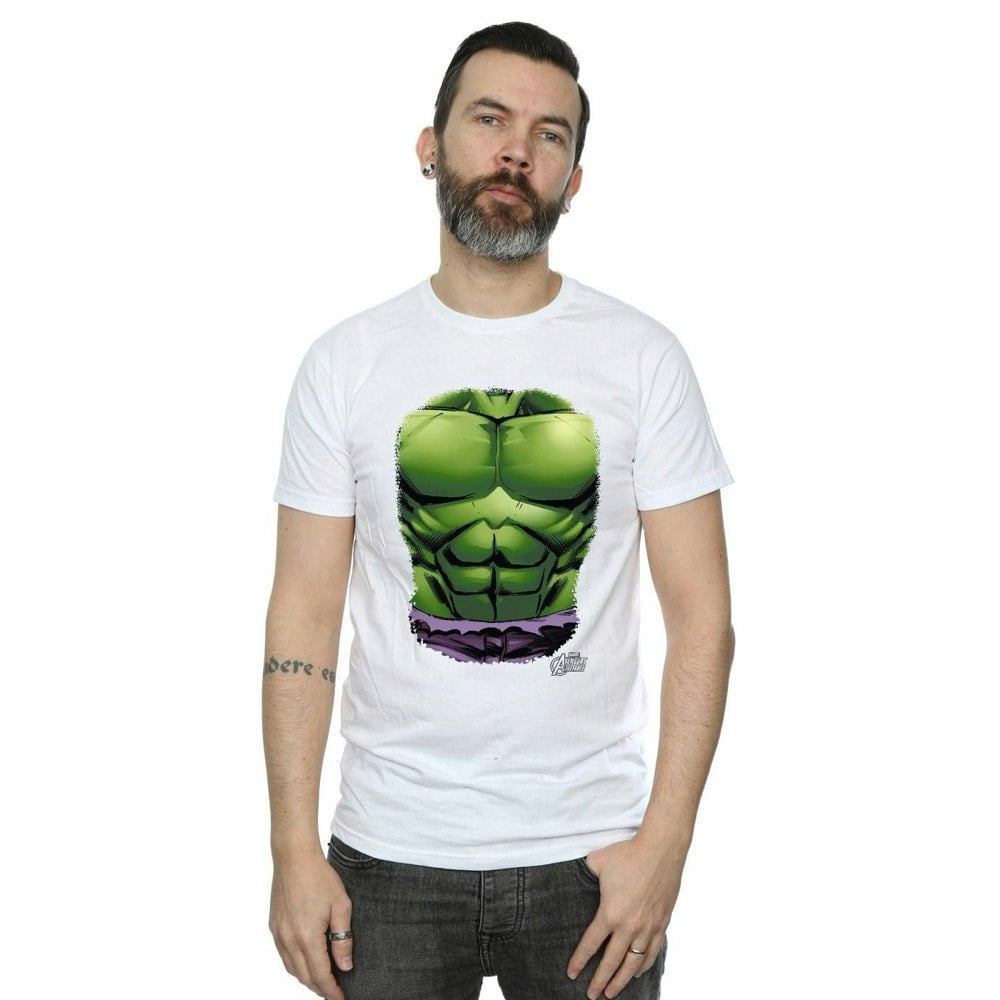 Marvel Mens Hulk Chest Burst T-Shirt - White