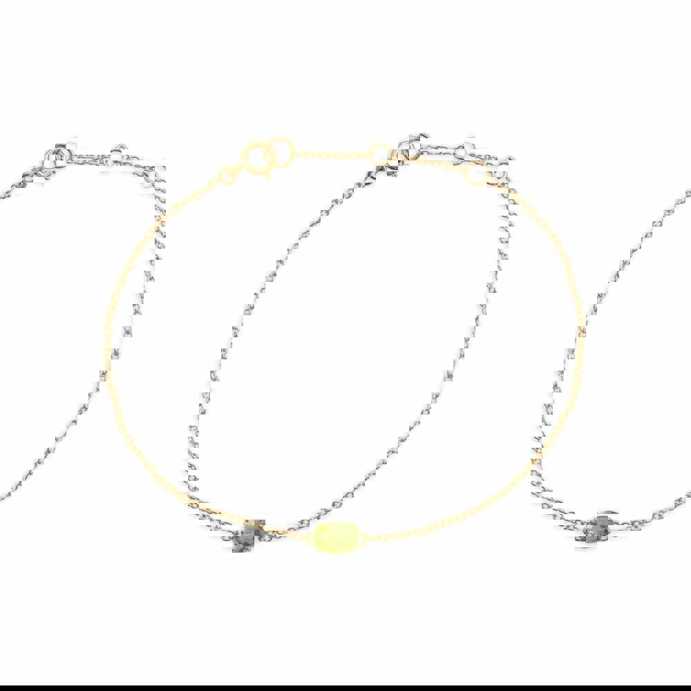 Classic Oval Peridot Single Stone Bracelet in 9ct Yellow Gold - Gemondo