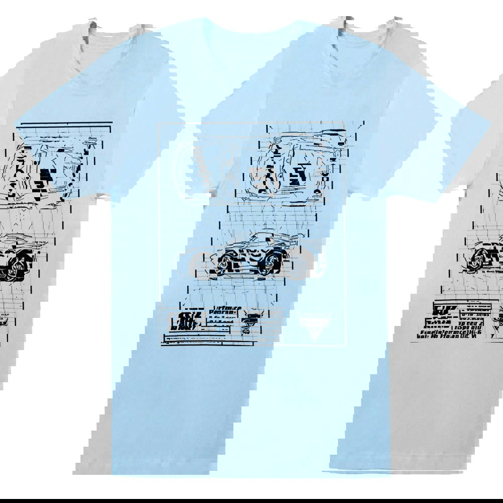 Disney Mens Cars Cruz Ramirez Blueprint T-Shirt - Baby Blue
