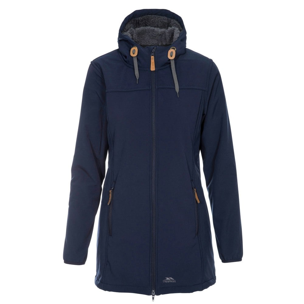 Trespass Women's Kristen Longer Length Hooded Waterproof Jacket - Navy
