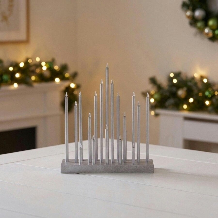 Garden Greatness Silver Candle Bridge with 20 LED Statement Light