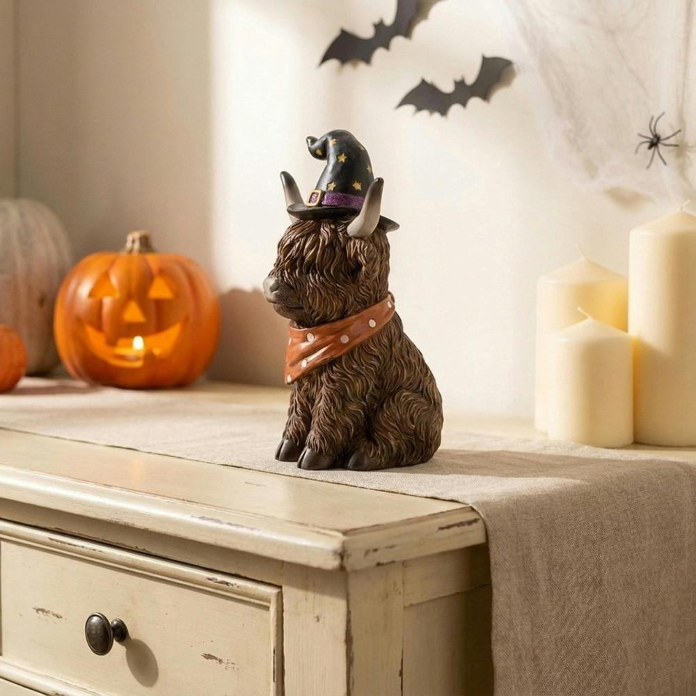 Garden Greatness Halloween Spooky Highland Cow Ornament