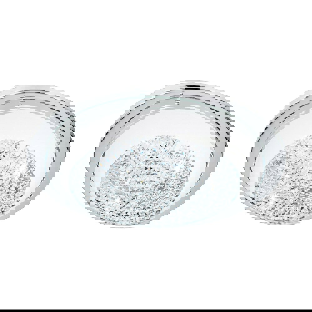 Wall Flush Ceiling Light Chrome Shade White Clear Glass Crystals Bulb LED 11W Loops