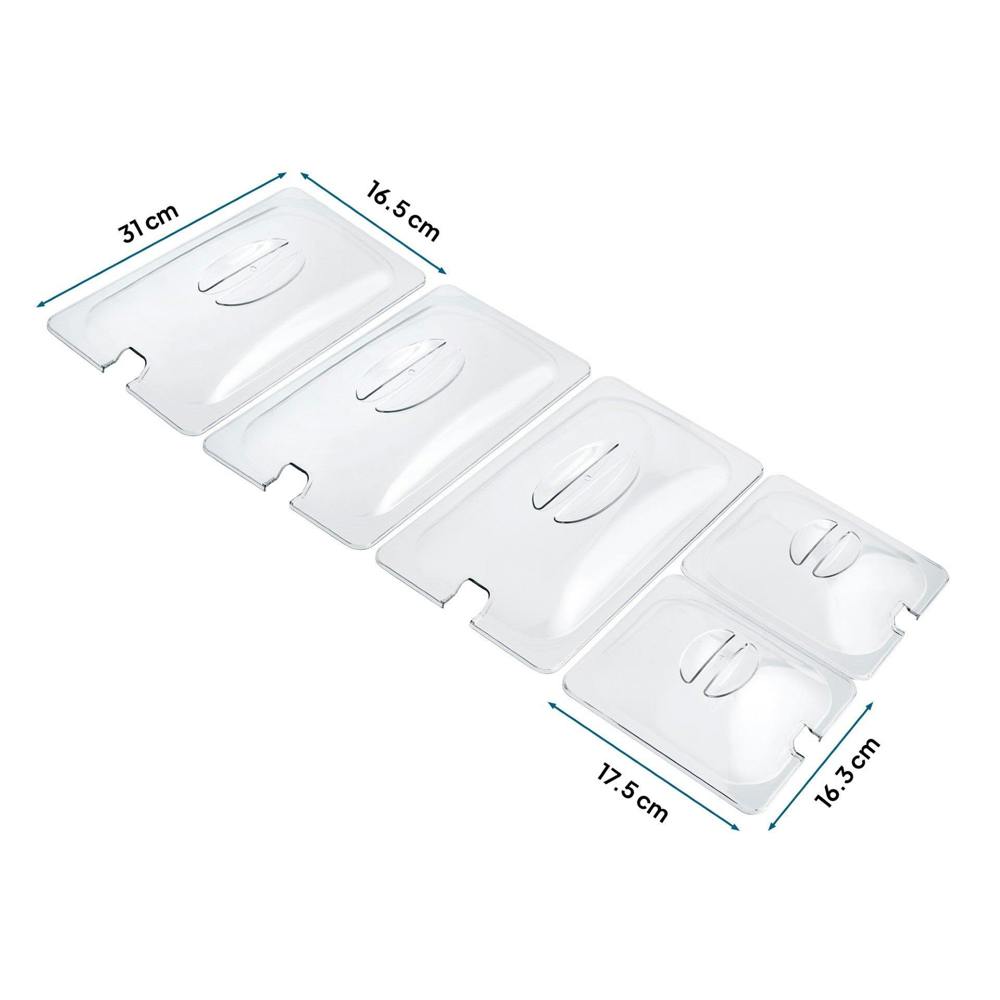 Cooks Professional Set of 5 Clear Lids for 5 Section Buffet Warmer