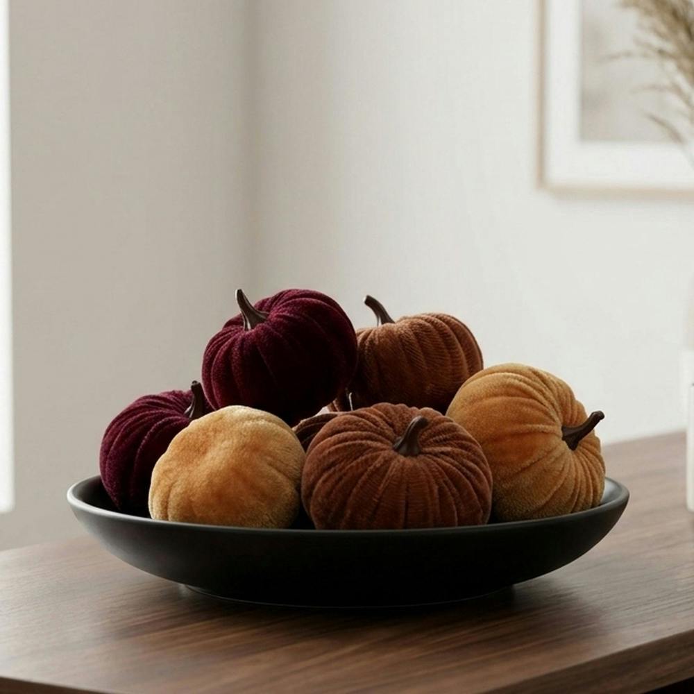 Garden Greatness Luxurious Decorative Velvet Pumpkins