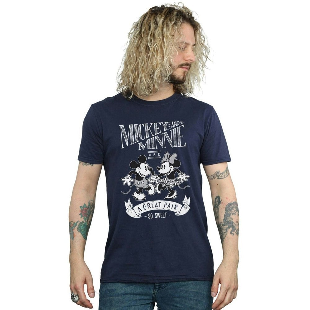 Disney Mens Mickey And Minnie Mouse Great Pair T-Shirt - Navy Blue