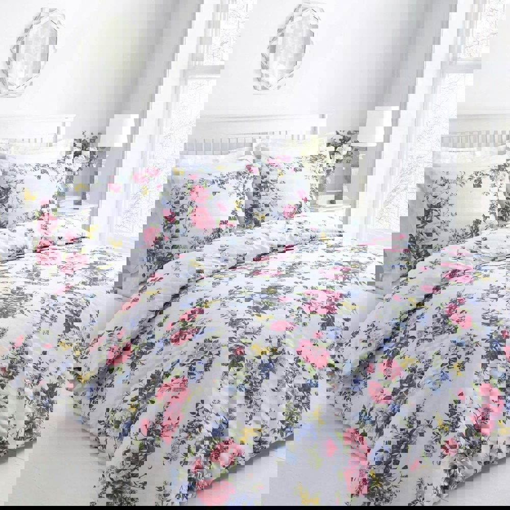 Velosso Vintage Floral Printed Cotton Blend Duvet Cover and Pillowcase Set