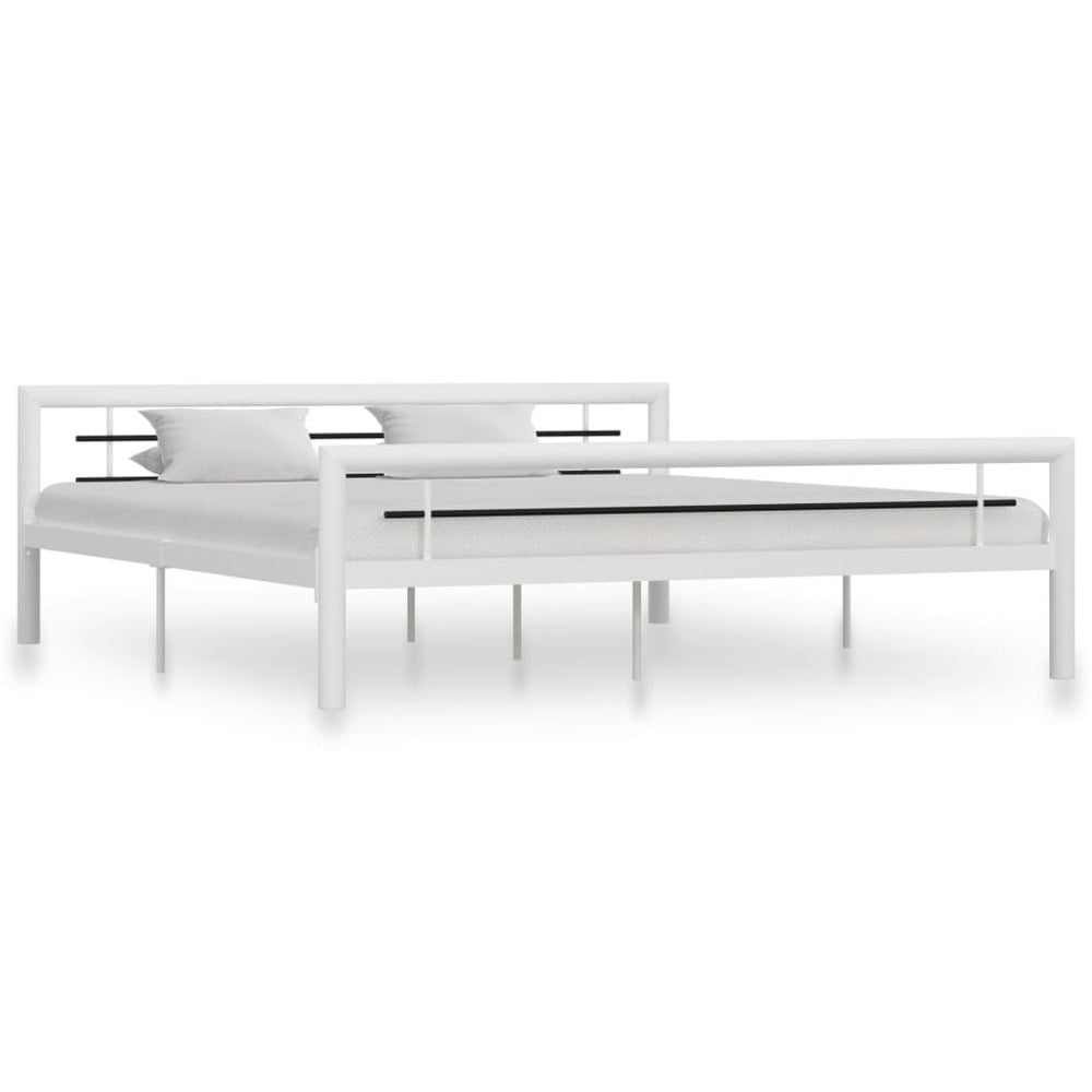 Berkfield Bed Frame White and Black Metal 180x200 cm 6FT Super King