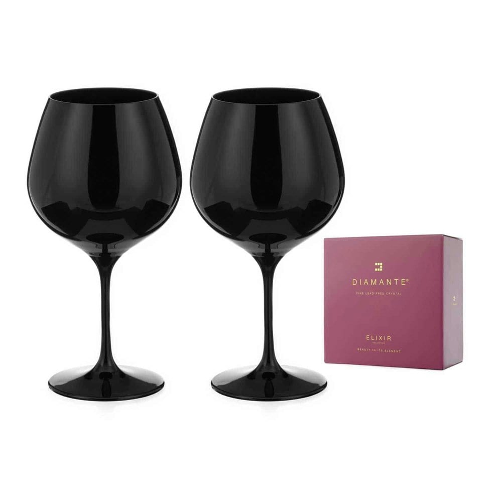 Diamante Ghost Black Gin Glasses - Set of 2