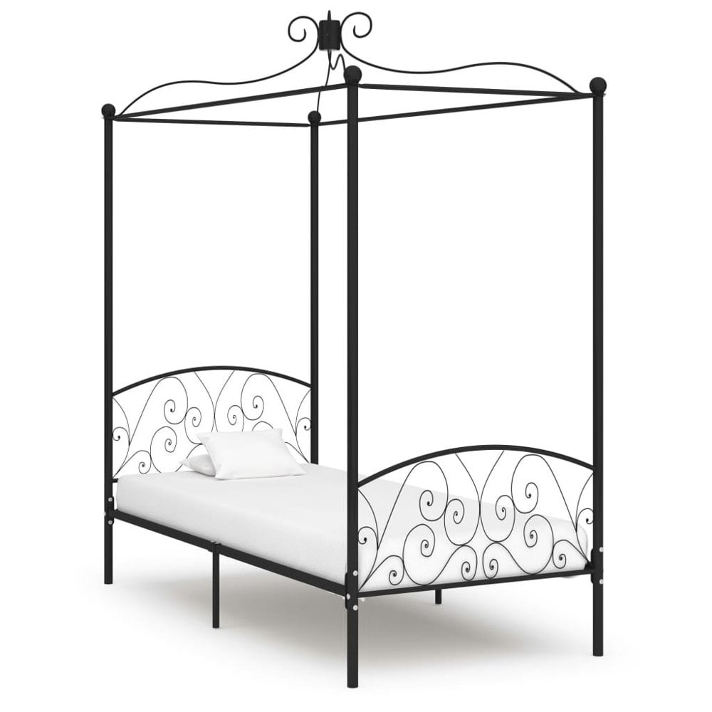 Berkfield Canopy Bed Frame Black Metal 100x200 cm