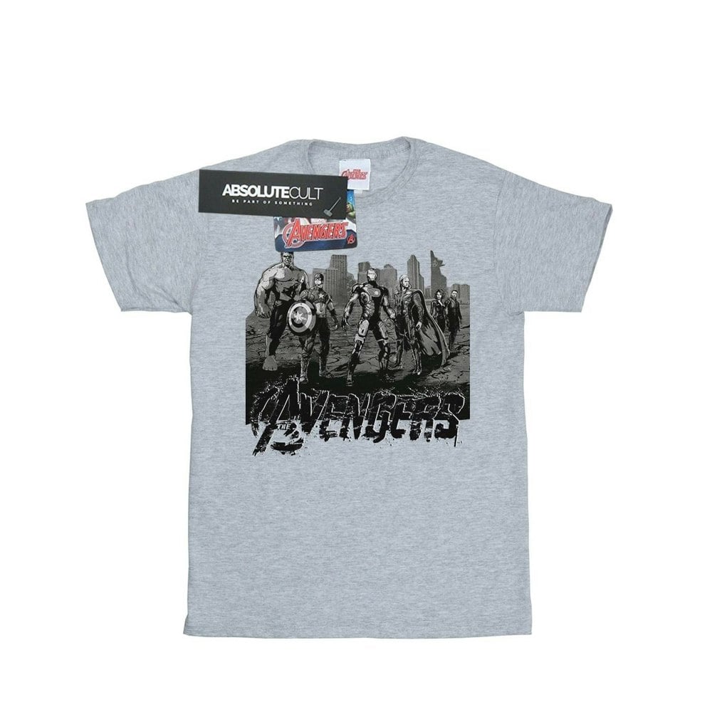 Marvel Mens Avengers Mono Team Art T-Shirt - Sports Grey