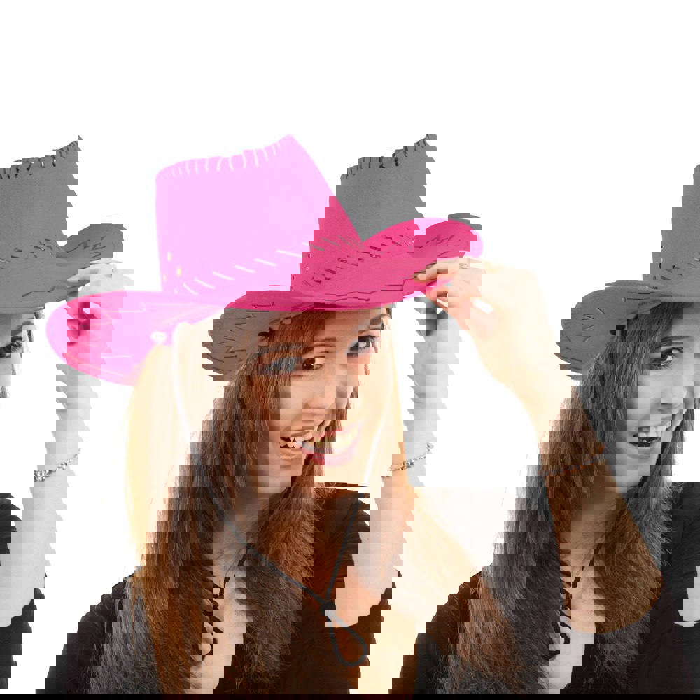 Bristol Novelty Unisex Adults Stitched Cowboy Hat - Pink