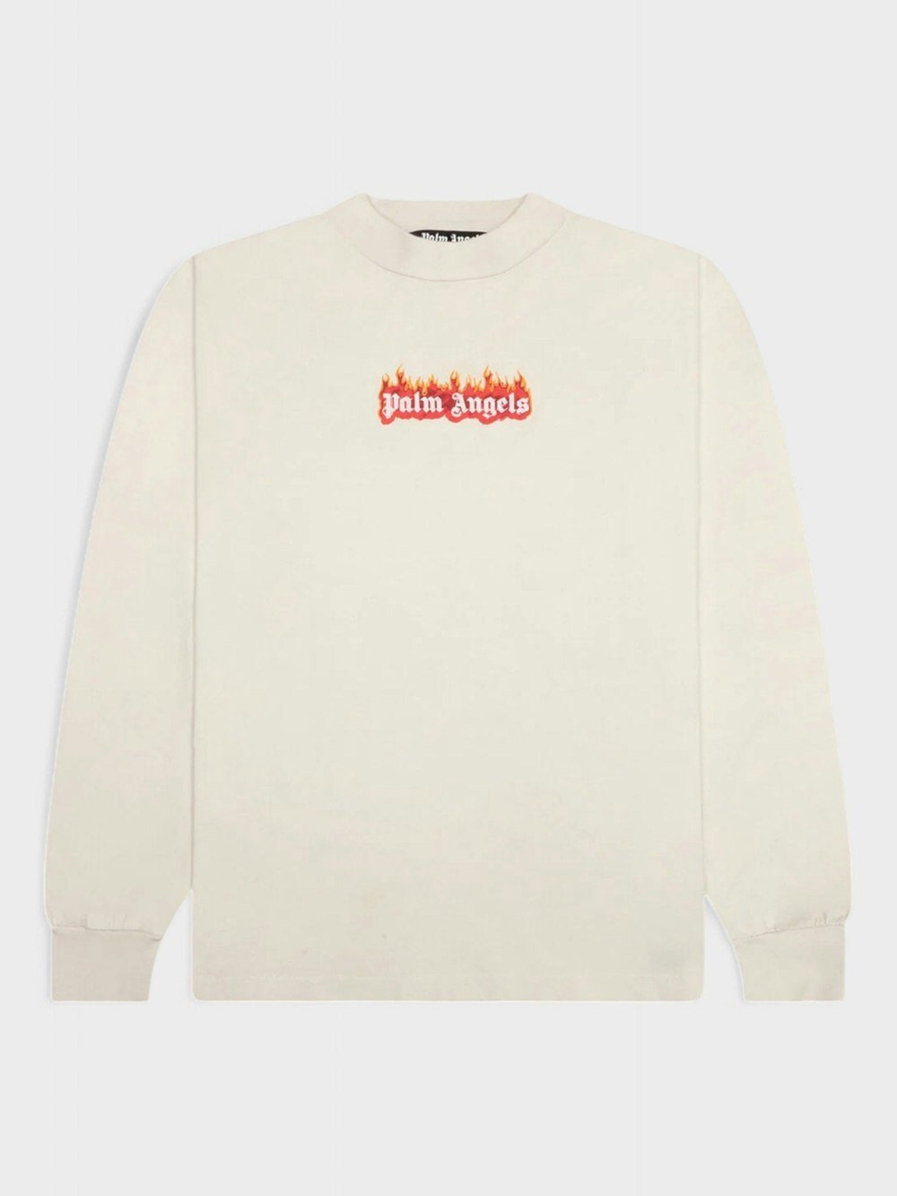 Palm Angels Burning Logo Classic Longsleeve T-Shirt Off White/Black (Fw22) - Supplied FashionPALM ANGELS