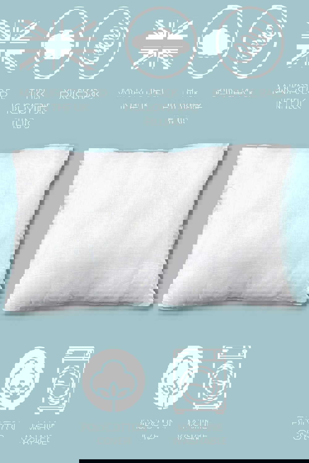 HomeSpace Direct 6 x Hollowfibre Pillow Pair with Polycotton Cover Thick Bounce Back Pillows