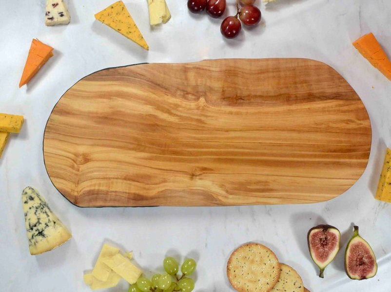 Olive Wood Board with Black Silver Resin Art - Unusual Birthday Gift Ideas - Foodie Present