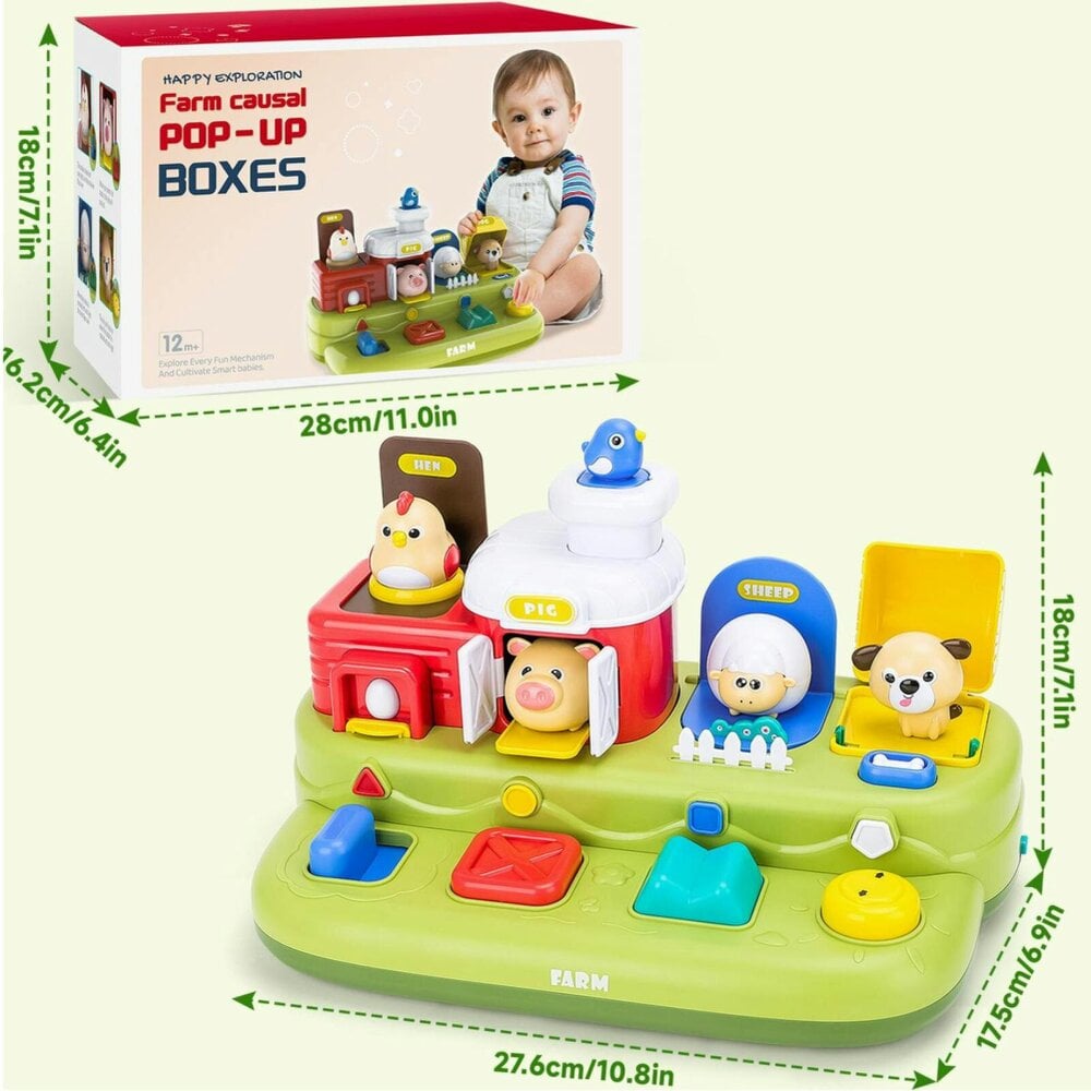 deAO Toys Farm Animal Pop-Up Activity Toy with Music & Sounds