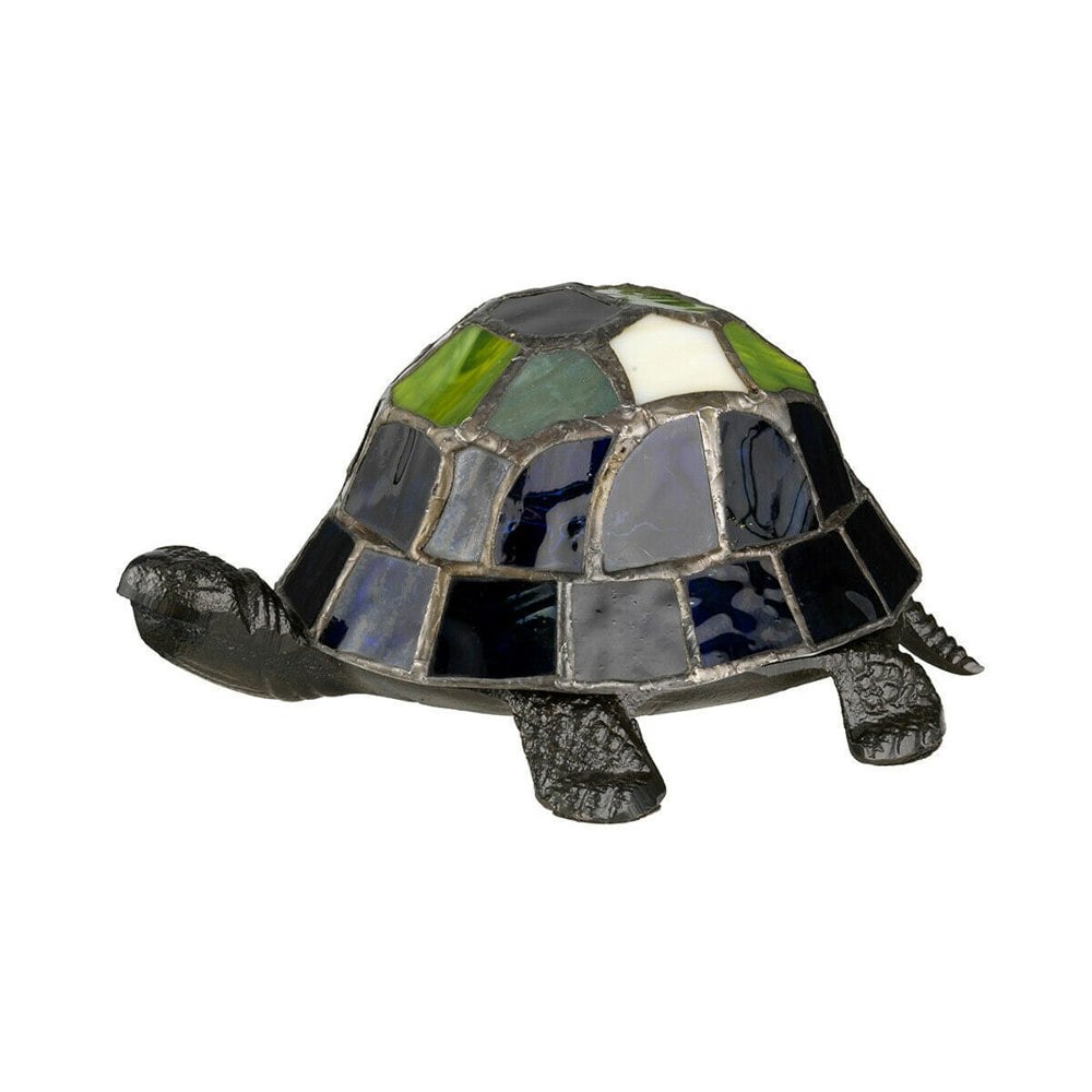 Table Lamp Turtle Tortoise Battery Tiffany Shell Integrated LED Vintage Bronze Loops