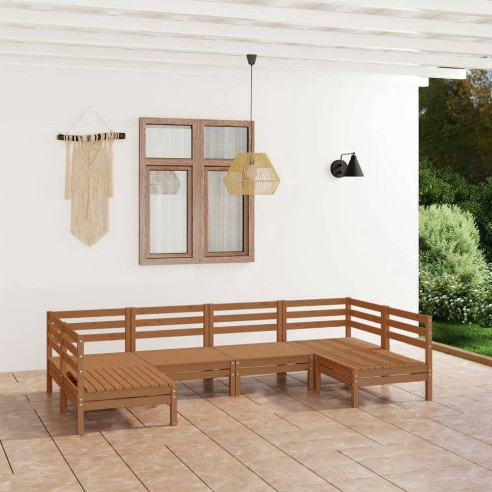 Berkfield 6 Piece Garden Lounge Set Honey Brown Solid Wood Pine