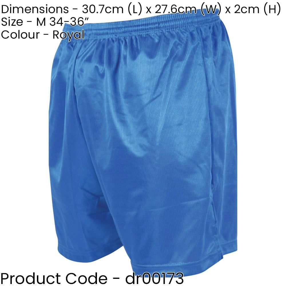 M - ROYAL BLUE Adult Sports Micro Stripe Training Shorts Bottoms - Gym Football