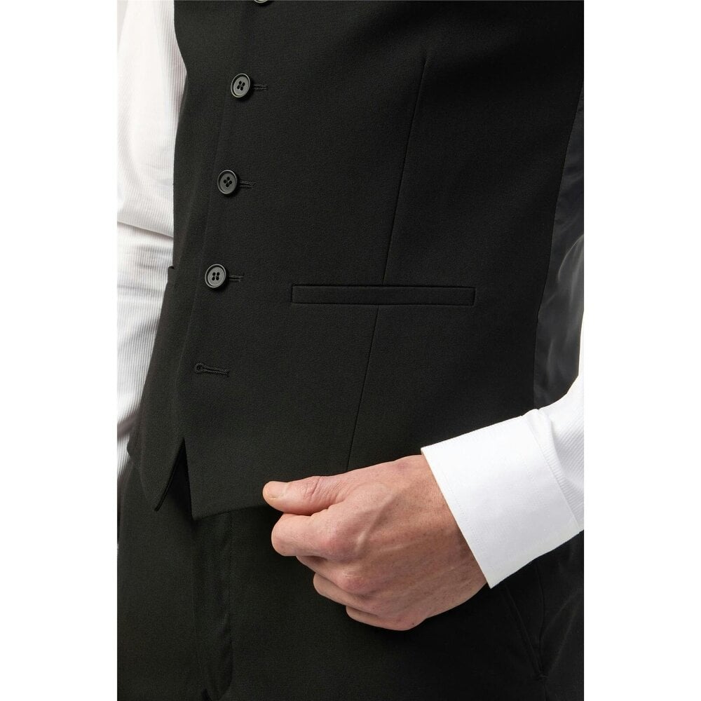 Limehaus Regular Fit Black Stretch Waistcoat
