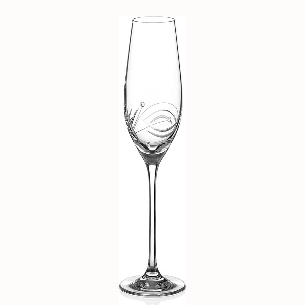 Diamante Lunar Champagne Flute Adorned with Swarovski® Crystals - Single Glass