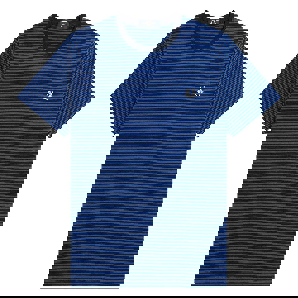 Fred Perry Mens Fine Stripe Short-Sleeved T-Shirt - Blue